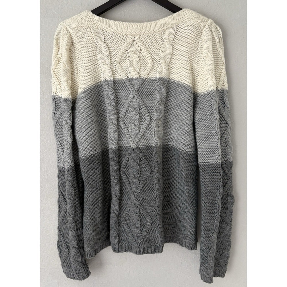NWT St Johns Bay Womens Chunky Cable Knit Colorblock Sweater Cozy Coastal Scandi